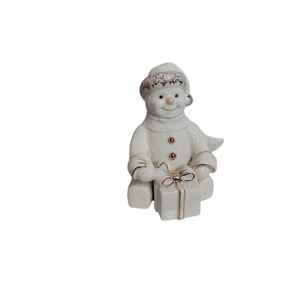 Lenox Snowman Figurine 24k Gold Accents Gift Box & COA Santa Hat Holiday Decor - Picture 7 of 7